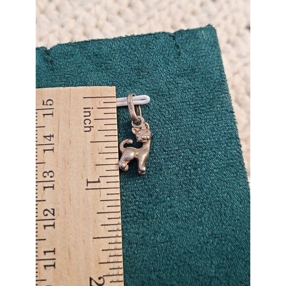 Sterling Silver Cat Charm 925 Whimsical Feline Pendant Pet Lover Gift Jewelry - Picture 6 of 7